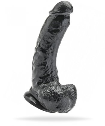 Cock 8 Inch With Balls - Stor svart dong med sugpropp