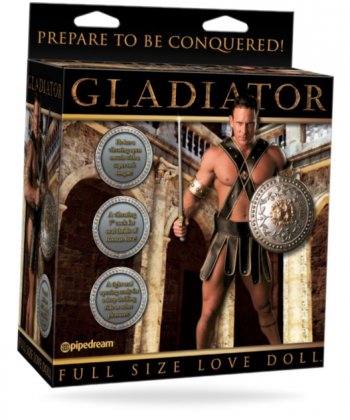Uppblåsbar docka utklädd till en gladiator. Perfekt för möhippan eller festen. Enkel att använda. Tillverkad av PVC.