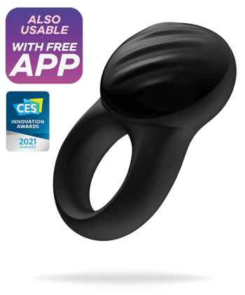 Satisfyer Signet Ring - Svart vibrerande kukring för män