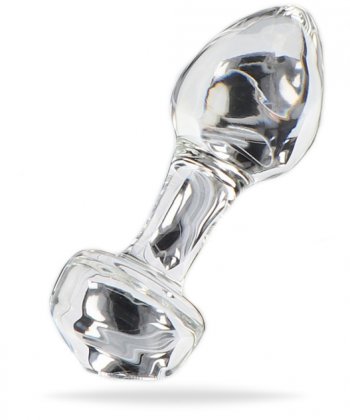 Transparant analplugg tillverkad av högkvalitativ och temperaturkänsligt glas. En klassisk design med en bred bas.