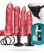 Set med fyra strap-on dildos, en justerbar och vadderad sele, två olika pluggar som funkar med selen eller som en sugkopp.