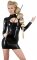 Kort, svart klänning med långa ärmar och en sexig cut-out över brösten. Dragkedja på baksidan. Tight passform. Skön latex.