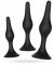 Svart analpluggs set med tre olika stora pluggar tillverkad av mjuk silikon. Sugkopp i basen och en skön form för nybörjare.