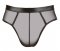 Svarta jock kalsonger i ett semi-transparent tyg med glansiga detaljer. Helt öppen baktill. Sexig och iögonfallande look.