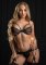 Unlined Bra Set With Garter Svart