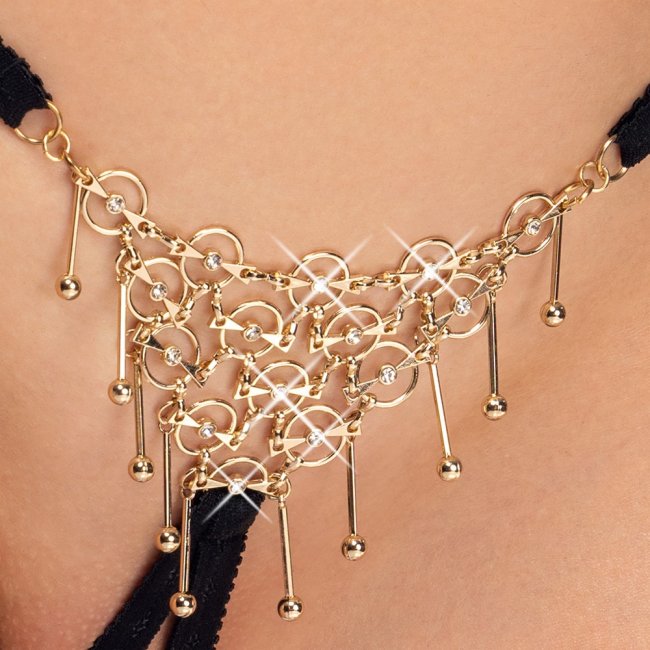 Seductive Crotchless Rhinestone String