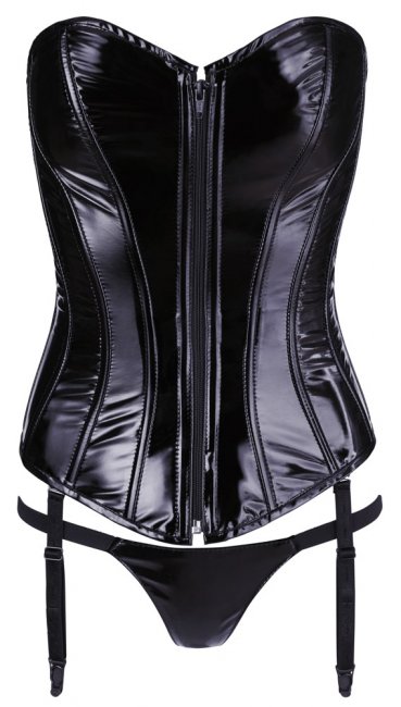 Vinyl Overbust Corset With Suspender