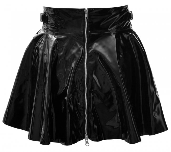Vinyl Pleated Zipper Skirt
