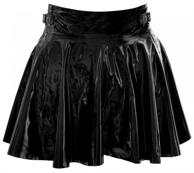 Vinyl Pleated Zipper Skirt