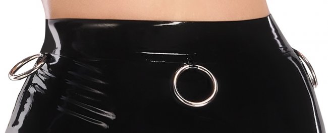 Latex High Waist Skirt with Triple O-Rings