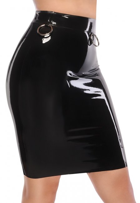 Latex High Waist Skirt with Triple O-Rings