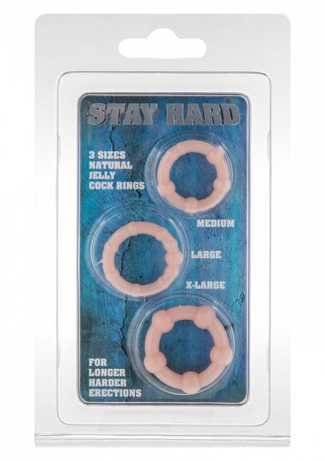 Stay Hard Three Cock Rings Nude