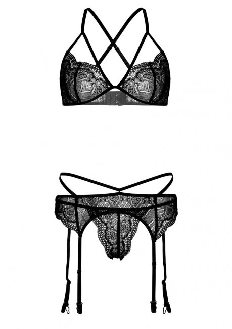 Daring 4PC Heart Garter Lingerie Set