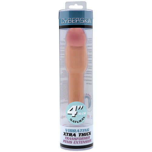 Cyberskin Vibrating 4 Penis Extension - Mjukt och elastiskt vibrerande penisförlängare