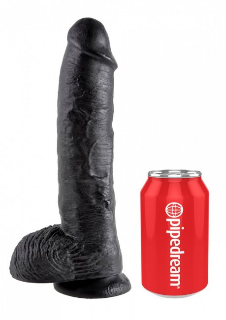 King Cock With Balls Black 25 cm