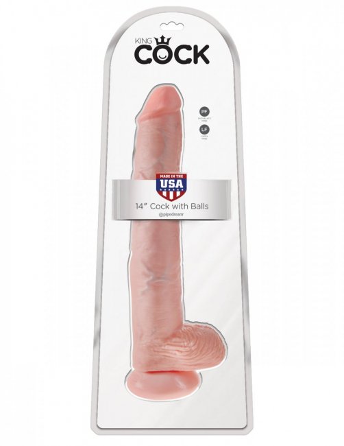 King Cock 14 Inch With Balls - Extra stor realistisk dong med sugpropp