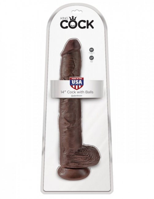 King Cock 14 Inch With Balls - Extra stor realistisk dong med sugpropp