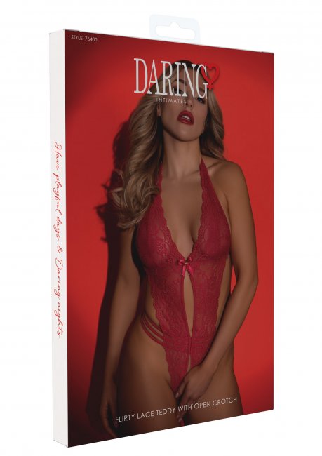 Flirty Lace Teddy With Open Crotch