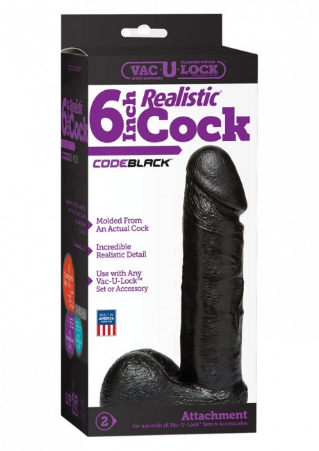 Vac-U-Lock CodeBlack 6 Inch Realistic Cock