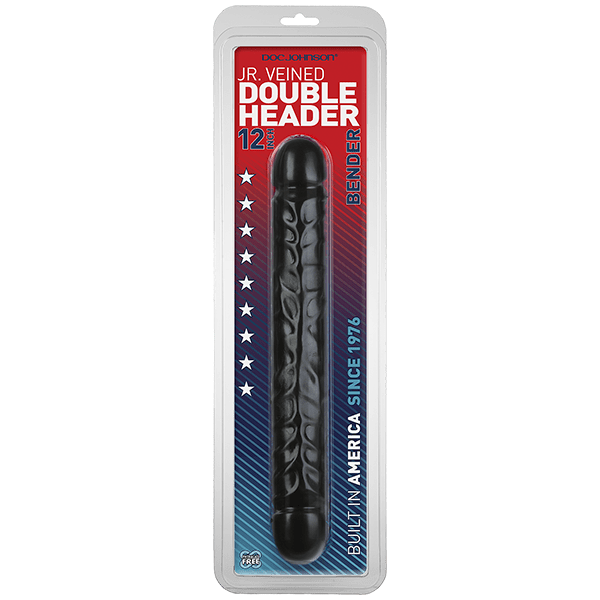 DC Jr.Veined Double Header Svart - Svart stadig lång dubbelsidig dong