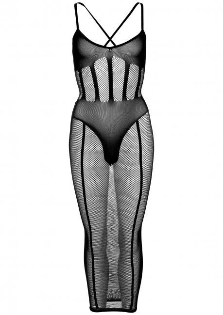 Net and Opaque Bodysuit and Skirt
