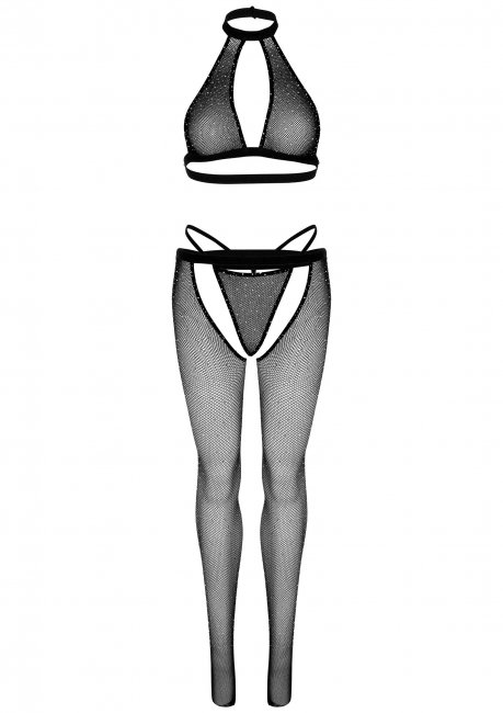 Keyhole Top, String and Crotchless Tights
