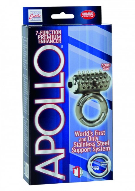Apollo 7-Function Enhancer grå vibrerande penisring