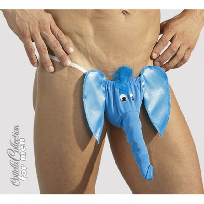 Blå elefant string i polyester