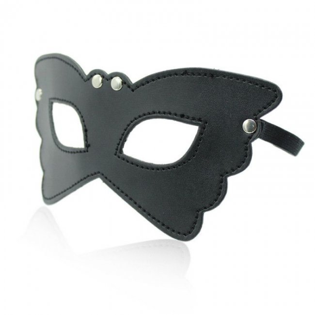 butterfly mask - svart mask i läder i form av fjäril