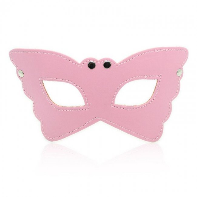 butterfly mask - Rosa mask i läder i form av fjäril