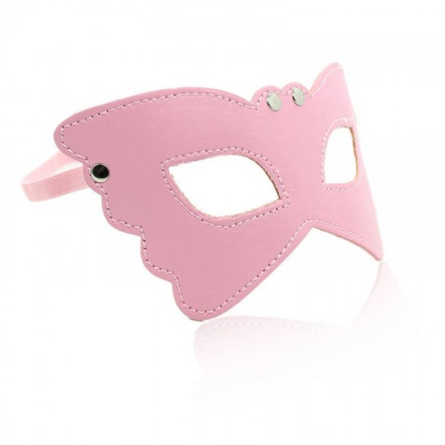 butterfly mask - Rosa mask i läder i form av fjäril