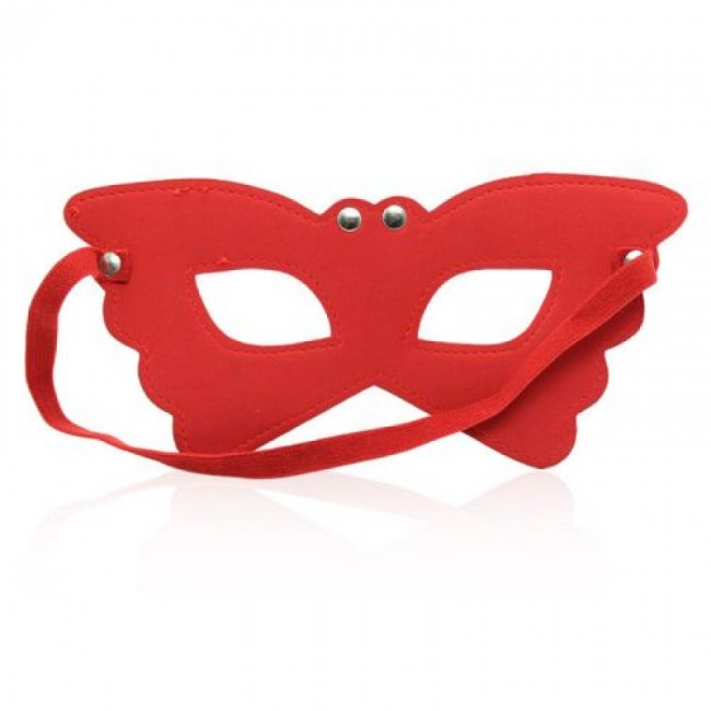 butterfly mask - röd mask i läder i form av fjäril