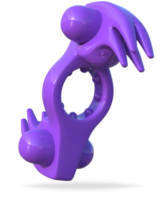 Lila vibrerande penisring med två starka och vattentäta motorer. Tillverkad av högkvalitativ TPR. Stimulerande textur.