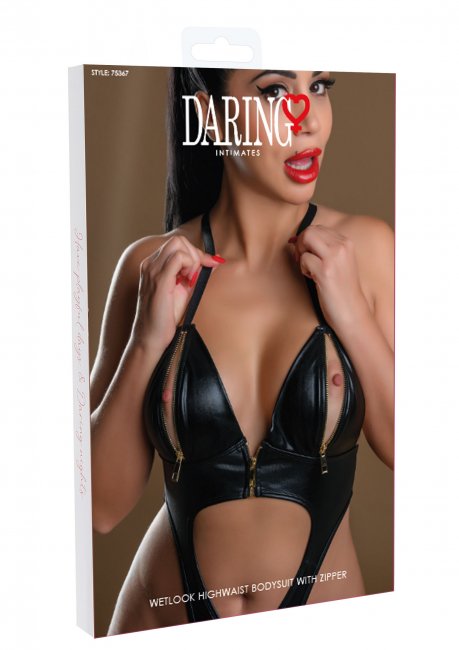 Daring Intimates Naughty Whispers Wetlook Bodysuit With Zipp