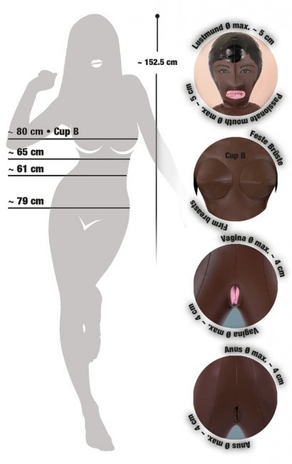 Elements Dolls Earth - Mörkhyad uppblåsbar sexdocka