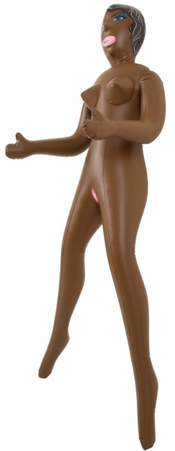 Elements Dolls Ocean - Mörkhyad uppblåsbar sexdocka med flera hål