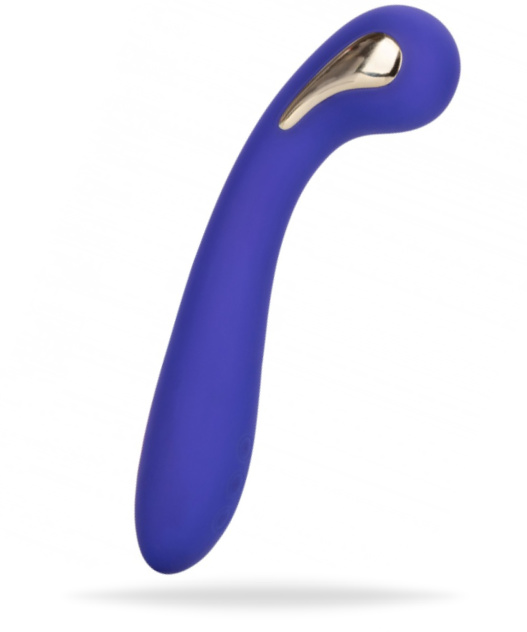 Lila vibrator med 7 vibrationer och 5 e-stim funktioner. Uppladdningsbar, vattentät, lätt böjt skaft. Enkel att använda.