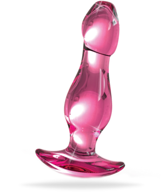Rosa analplugg tillverkad av temperaturkänsligt glas. Elegant handgjord med ett öga för detaljer. Snygg och unik design.