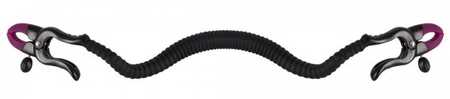 Svart sexleksak särar på blygdläpparna och blottar klitoris. Justerbar metallstång och supermjuk silikon. Justerbara klämmor.