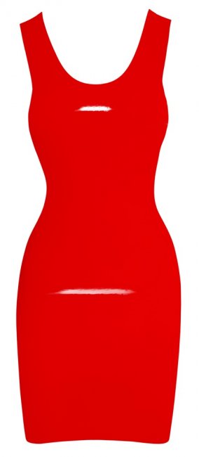 Starkt röd klänning tillverkad av latex. Lägger sig snyggt och bekvämt mot kroppen. Tar fram dina former. Tight passform.