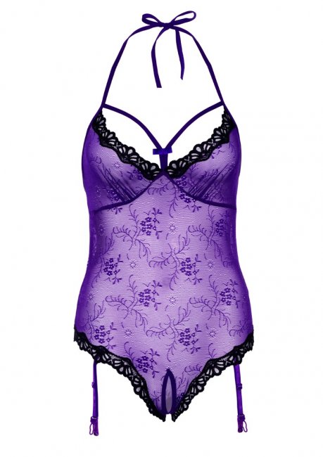 Lace Teddy with Open Crotch
