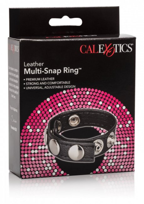 Leather Multi-Snap Cock Ring Penisring tryckknappar