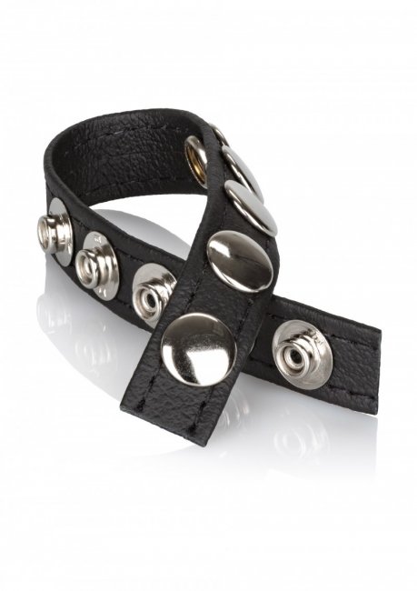 Leather Multi-Snap Cock Ring Penisring tryckknappar