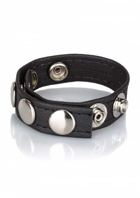 Leather Multi-Snap Cock Ring Penisring tryckknappar