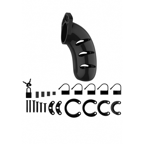 Sexig kyskhetsbur tillverkad av högkvalitativt och slitstarkt material. Ingår olika ringar för en bekväm och perfekt passform