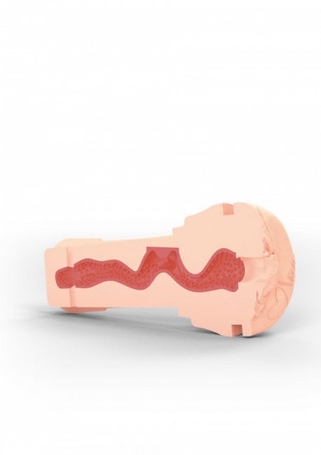 Realistisk lösvagina tillverkad av verklighetstrogna material och en texturerar insida. Avgjutning av porrstjärnan Mica.