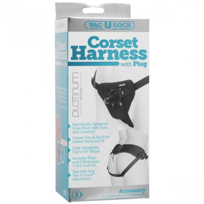 Platinum Corset Harness with Plug