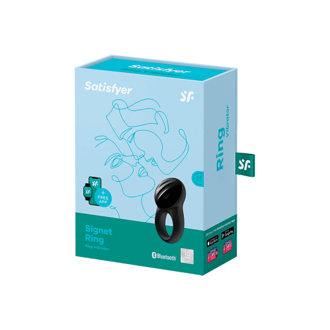 Förpackning Satisfyer Signet Ring - Svart vibrerande kukring för män