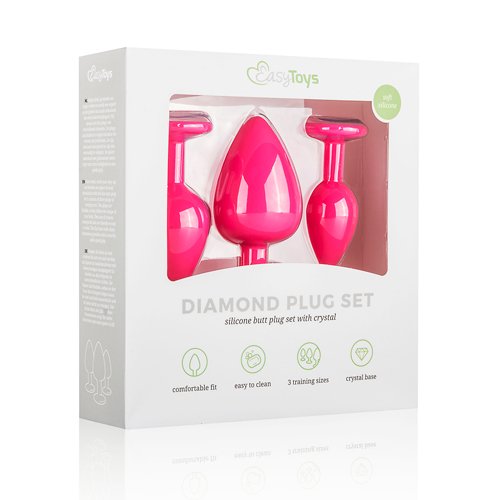 Silicone Butt Plug with Diamond Pink