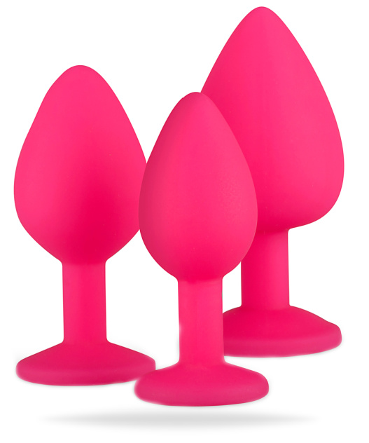 Silicone Butt Plug with Diamond Pink